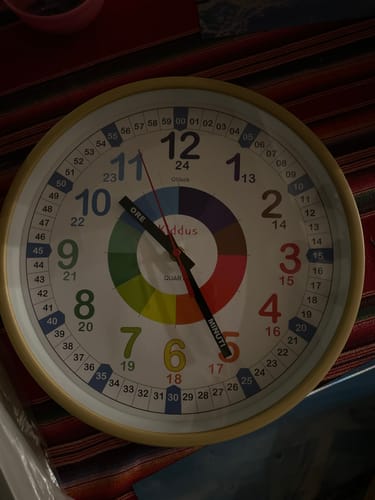Customer photo review of Wood Time Teacher XL - Children's Learning Wall Clock