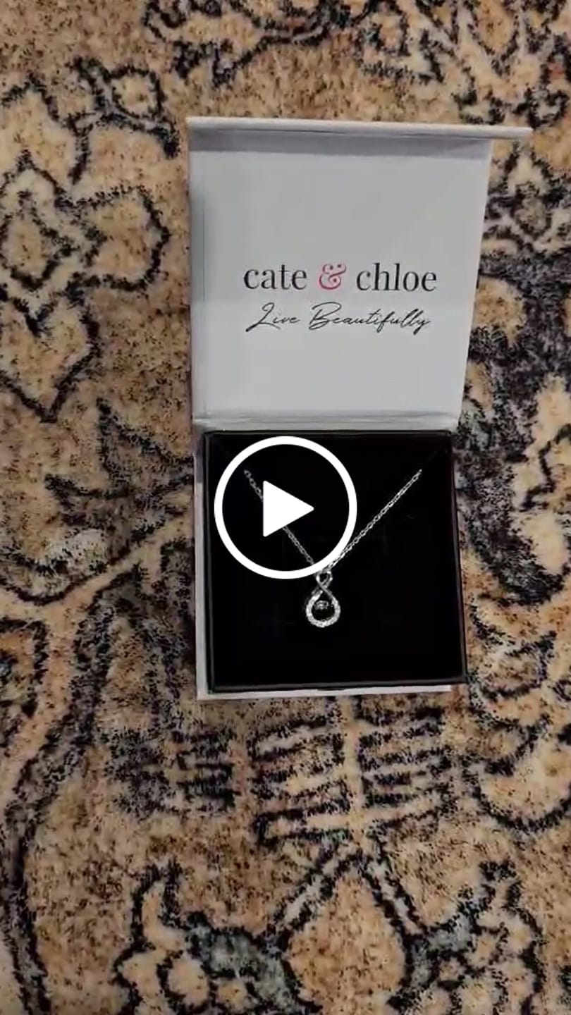 Customer video review of Martha 18k White Gold Plated Infinity Dancing Pendant Necklace with Swarovski Crystals