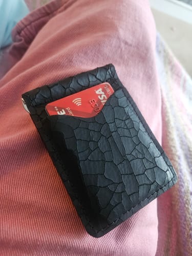 Customer photo review of The Pinnacle Wallet - Limited Edition Black Slim Money Clip Crackled Pattern