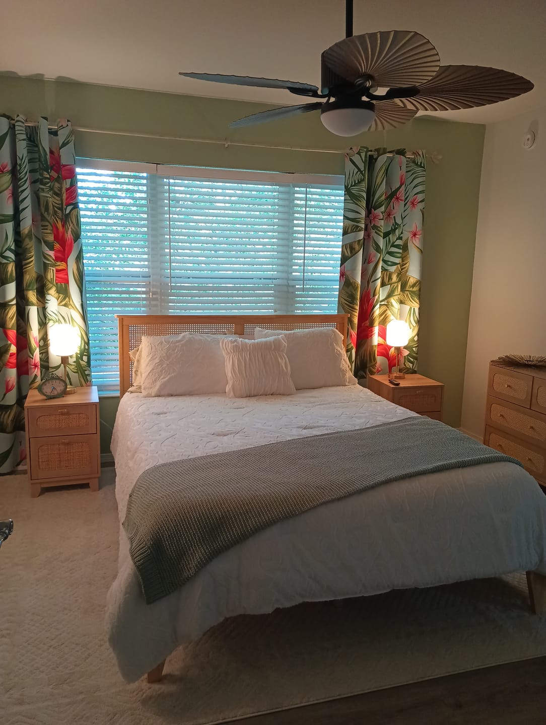 Customer photo review of Tropical Leaf Red Flower Green Blackout Window Curtains HELICONIA - 2 Panels