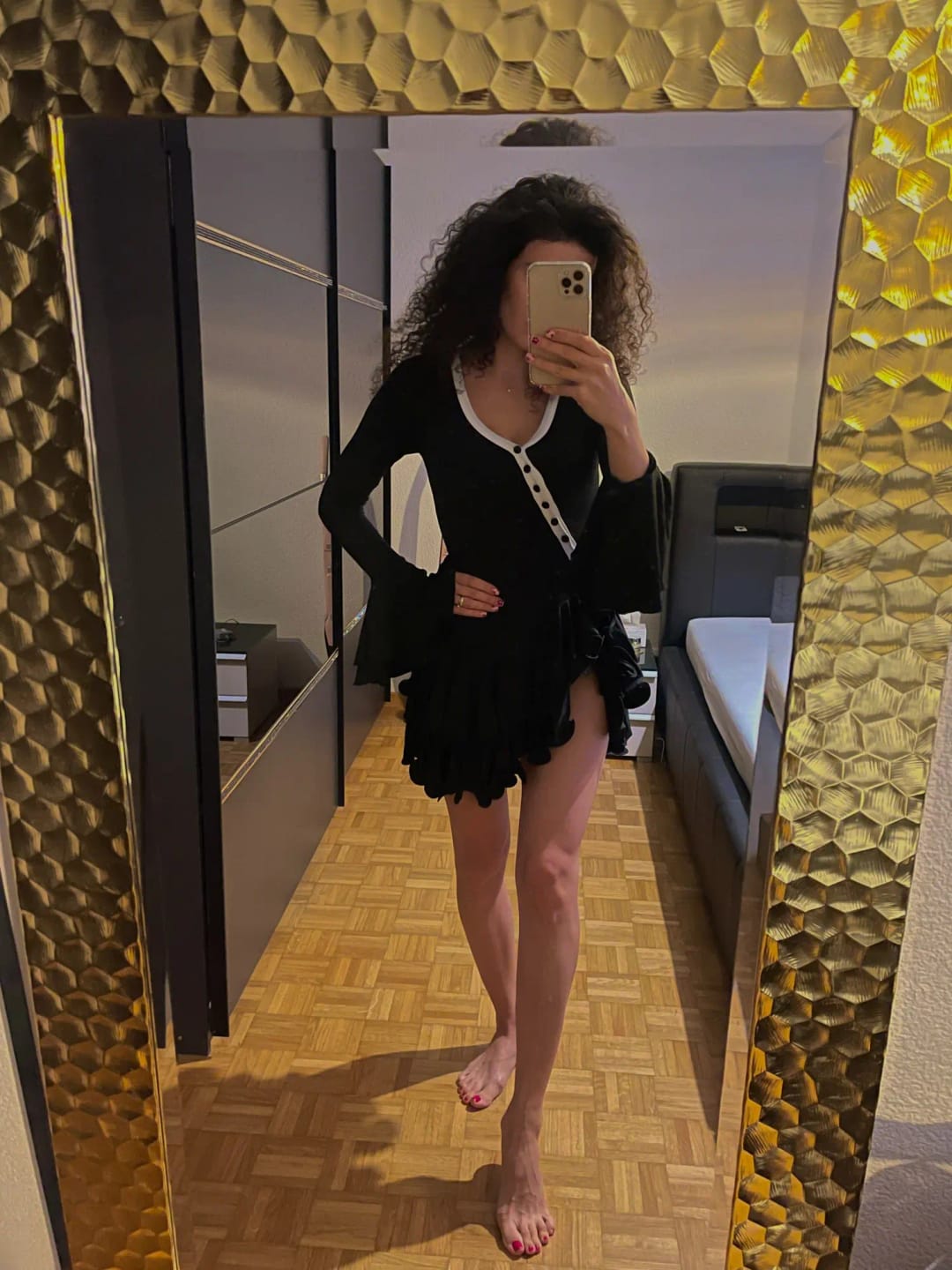Customer photo review of A-Line Bodycon Mini Dress With Ruffle Hem — Soft Pink | KIMLUD
