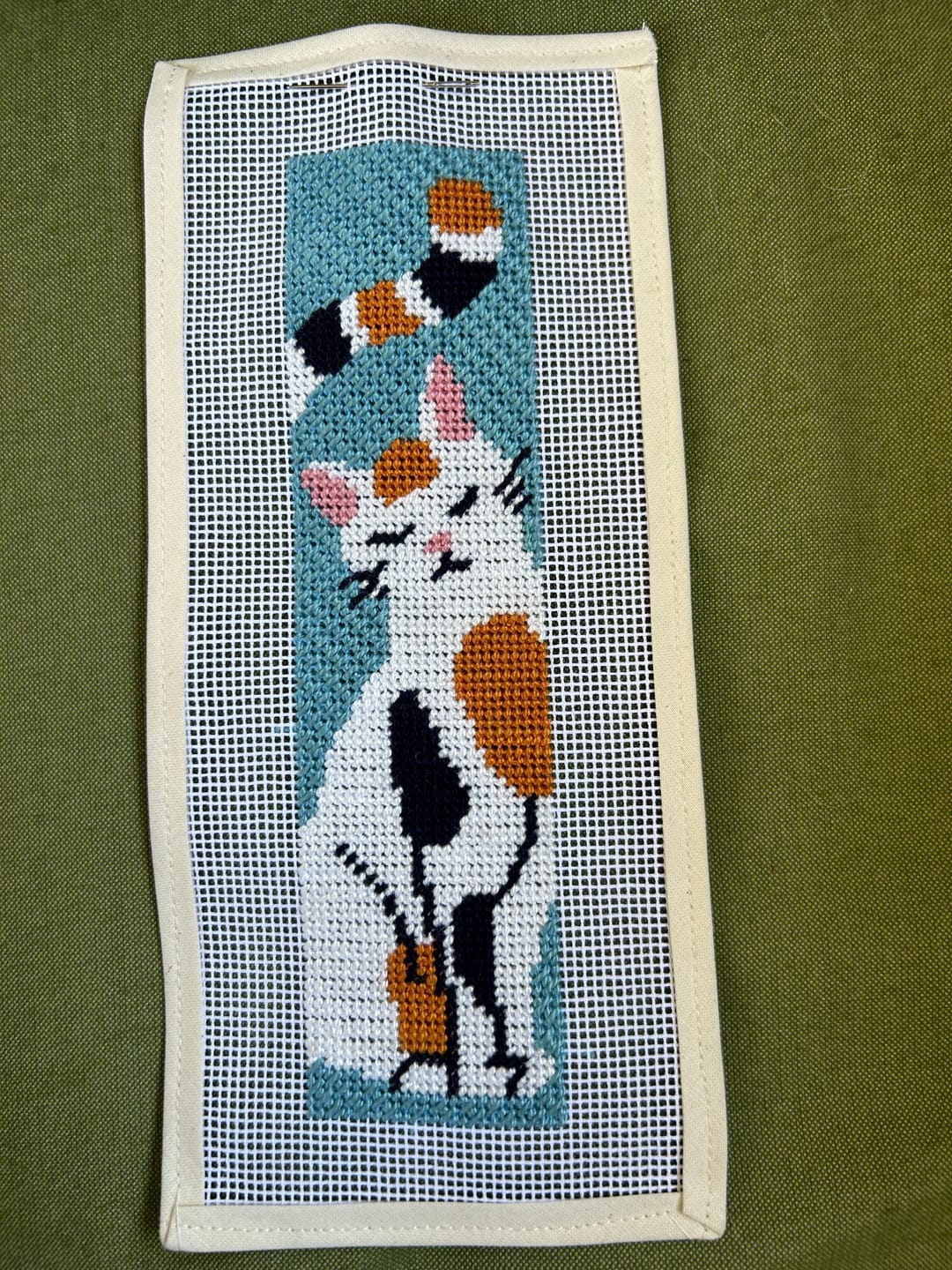 Customer photo review of The Great Catsby Bookmark Needlepoint Kit