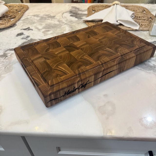 Customer photo review of Personalized Double-sided Walnut  End Grain Cutting Board
