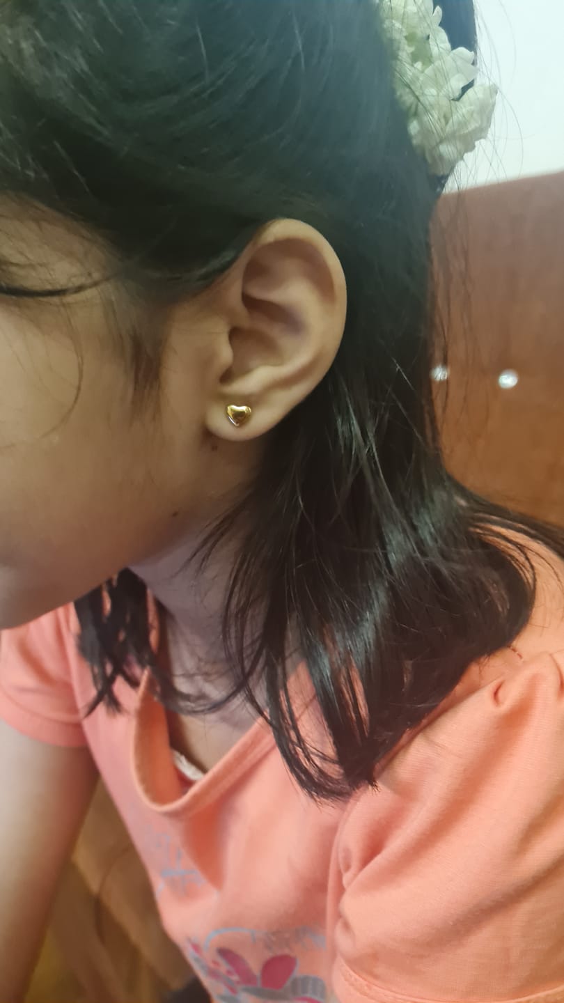 Customer photo review of Minimalist Heart Stud Earrings