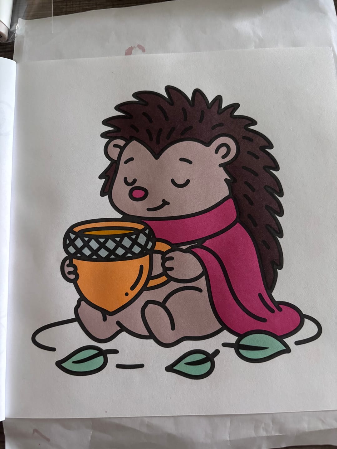 Customer photo review of Cozy Fall Dayz Coloring Book & Reusable Protective Sheet