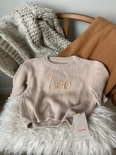 Customer photo review of Hand Knitted Personalized Sweater