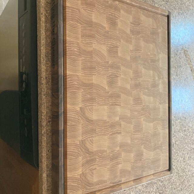 Customer photo review of Personalized Double-sided Walnut and Cherry End Grain Cutting Board