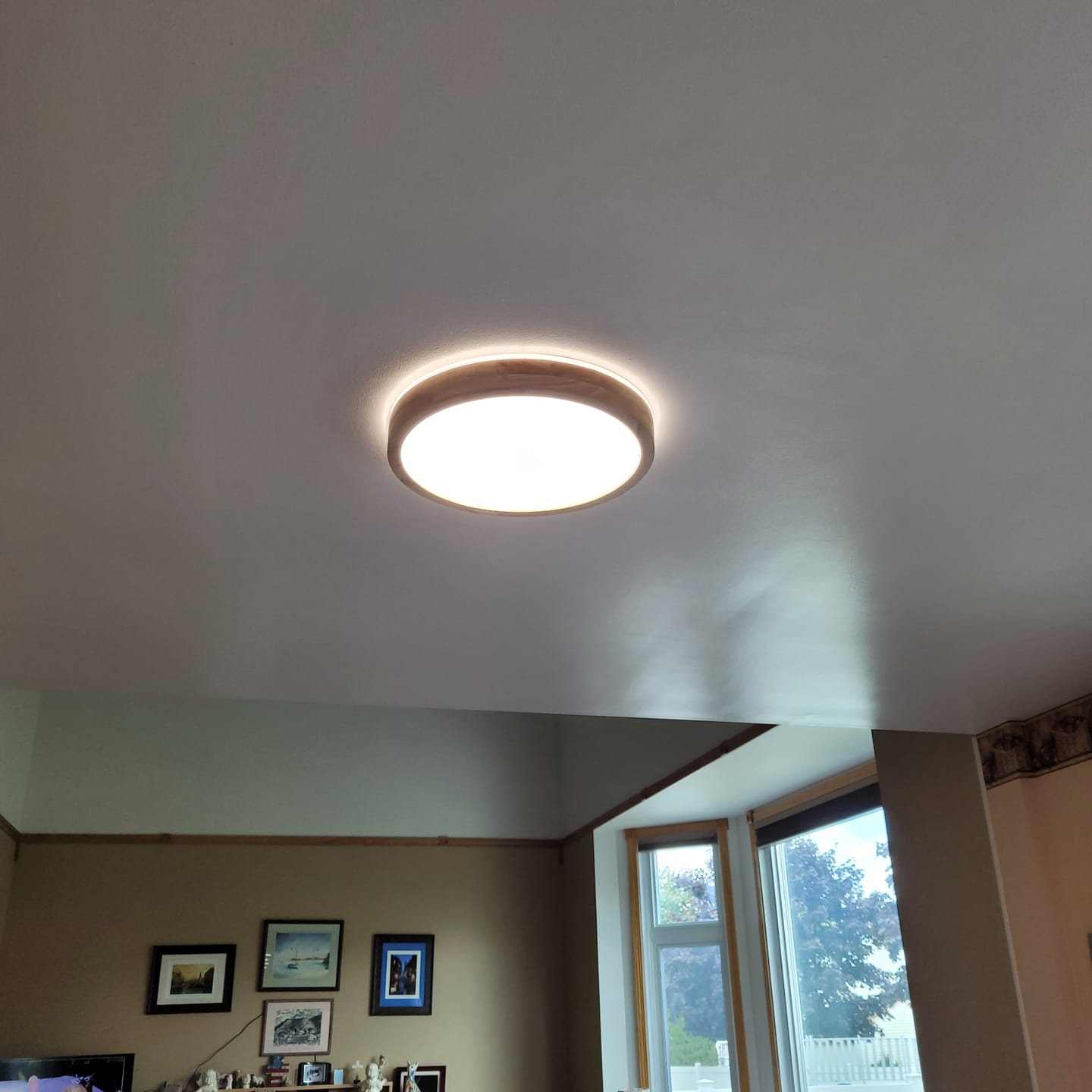 Customer photo review of Scandinavian Wooden Round LED Flush Mount
