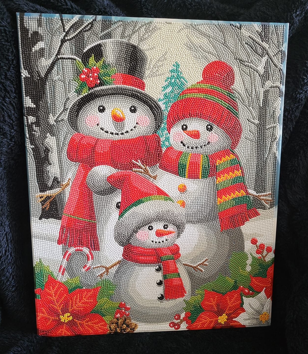 Customer photo review of Snowman Family Crystal Art Canvas Kit 40x50cm