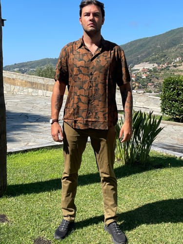 Customer photo review of Chemise hawaïenne vintage verte à manches courtes pour homme