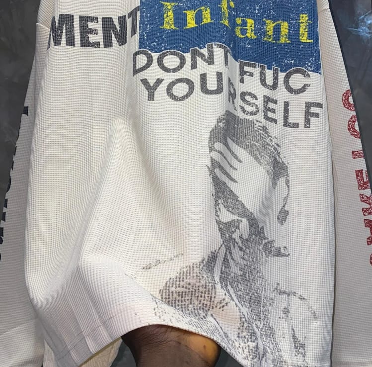 Customer photo review of Waffle Knit Graphic Print Crewneck Sweatshirt