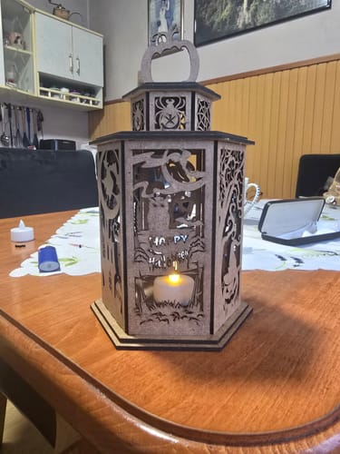 Customer photo review of Halloween lamp light night svg laser cut file
