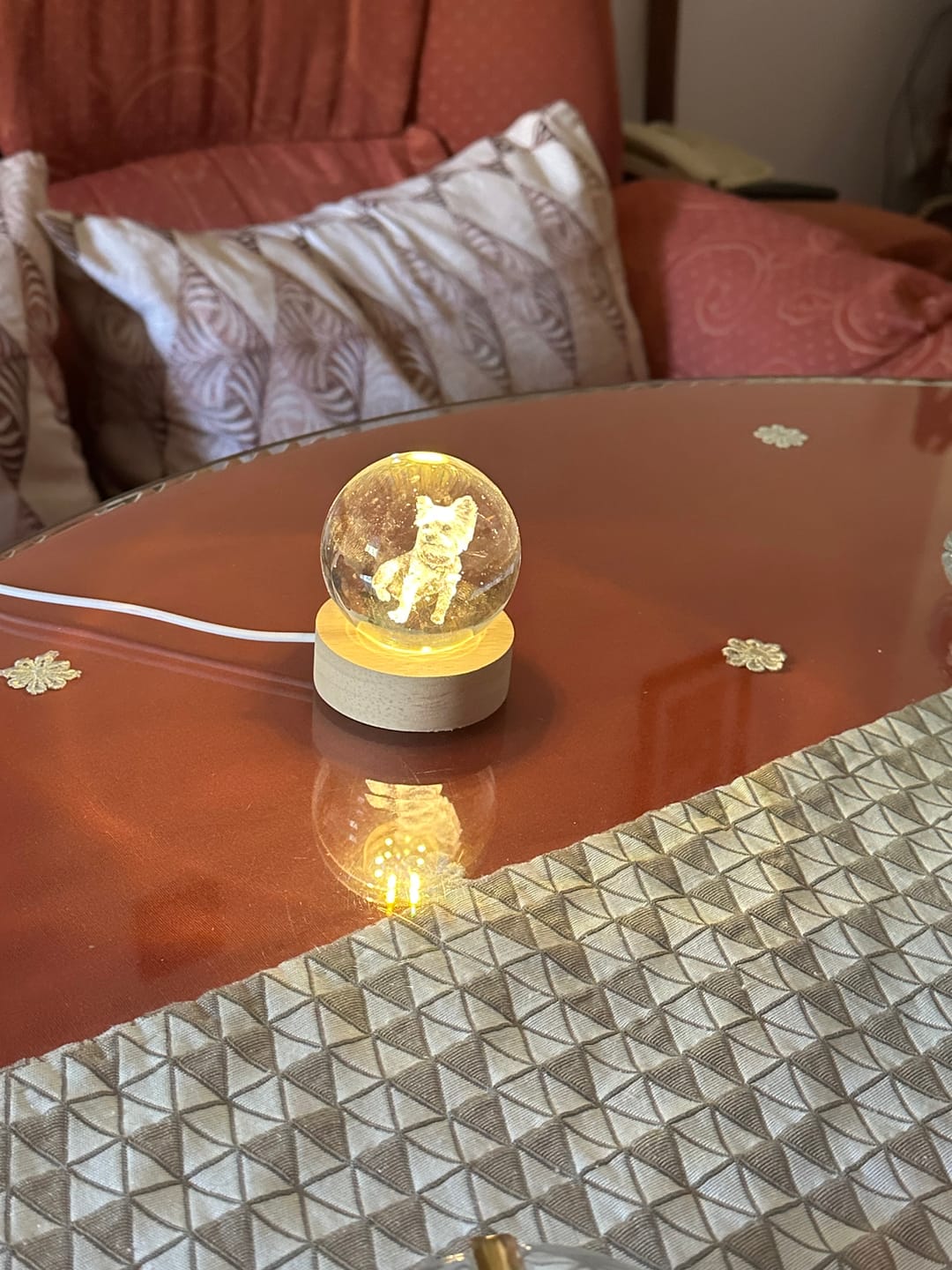 Customer photo review of Esfera de cristal Personalizable