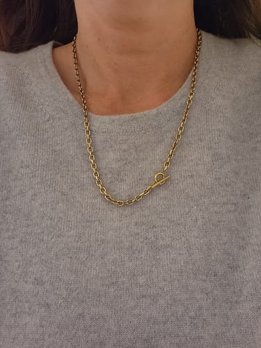 Customer photo review of Cuban T Bar Necklace
