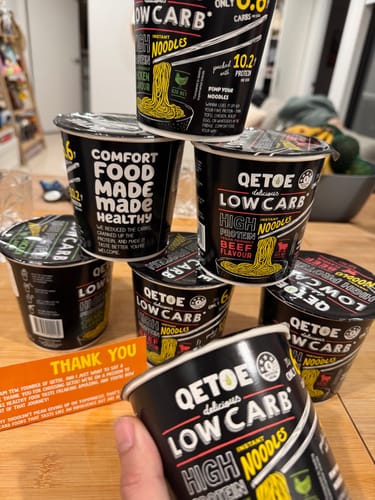 Customer photo review of Qetoe Low Carb High Protein Instant Cup Noodle - COMBO 4 PACK