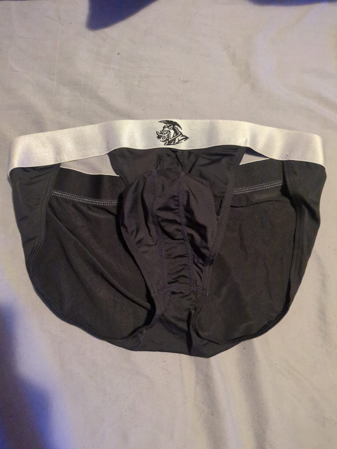 Customer photo review of Nylon 0in Mesh Bikini Briefs No Fly 4pk Black/Blue/Gray/Wineberry