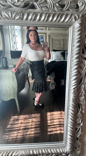 Customer photo review of Black 1930s Polka Dots Fishtail Skirt