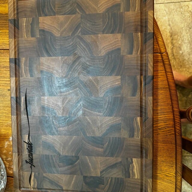 Customer photo review of Personalized Double-sided Walnut  End Grain Cutting Board