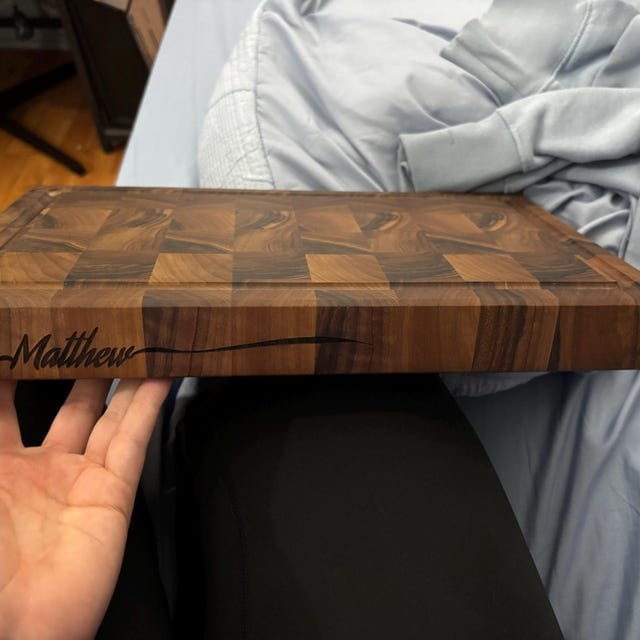 Customer photo review of Personalized Double-sided Walnut  End Grain Cutting Board