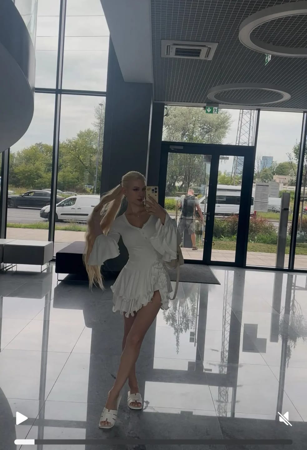 Customer photo review of A-Line Bodycon Mini Dress With Ruffle Hem — Soft Pink | KIMLUD