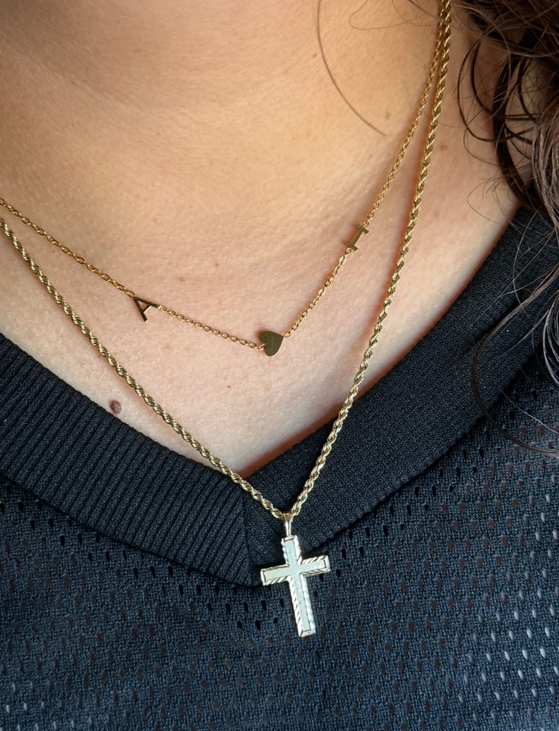 Customer photo review of Personalized Sideway Initial Necklace 18K Best Seller