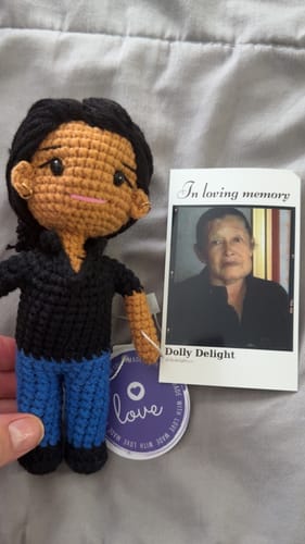 Customer photo review of Dolly® Personalized Crochet Doll with Photo Card