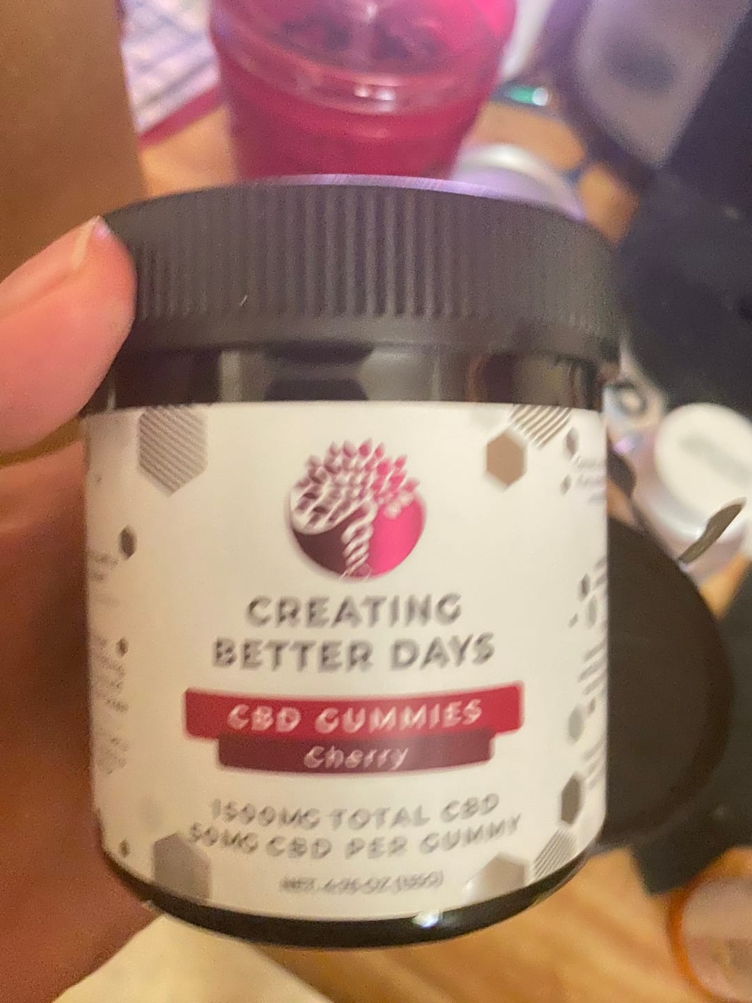 Customer photo review of Cherry CBD Gummies 1500 MG - THC Free