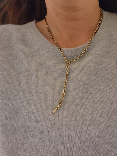 Customer photo review of Cuban T Bar Necklace