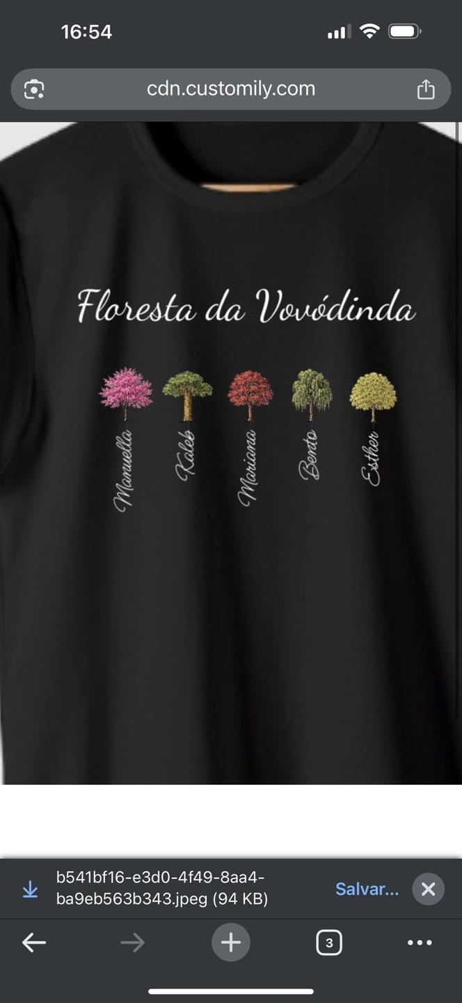 Customer photo review of Camiseta Personalizada FLORESTA DO VOVÔ - ATÉ 13 ÁRVORES - PRETA - Algodão 100%