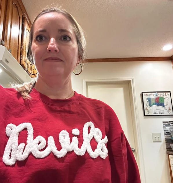 Customer photo review of Custom College Chenille Team Name Embroidered Sweatshirt