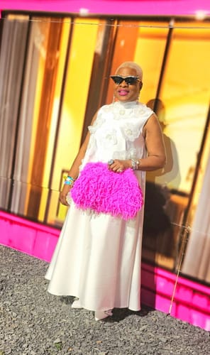 Customer photo review of Juliana 3D floral Dress | White