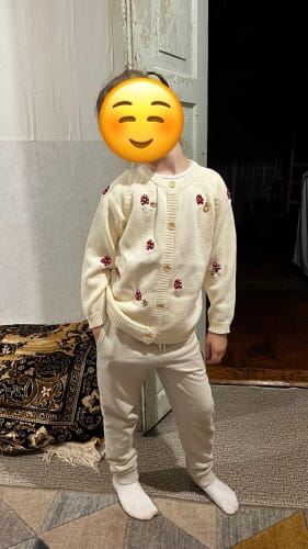 Customer photo review of Mushroom  Knit Cardigan Sweater
