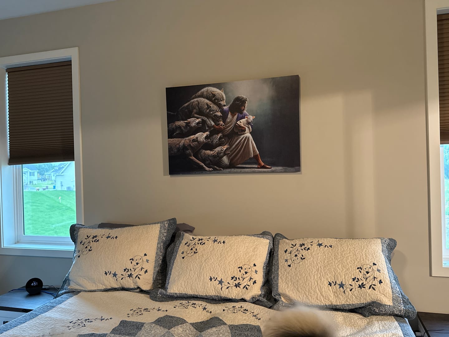 Customer photo review of Jesus Protects The Lamb From Wolves Wall Art Canvas