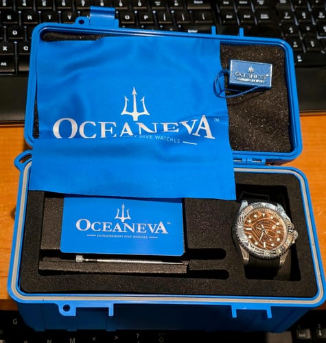 Customer photo review of Oceaneva Mens Deep Marine Explorer II Rose Gold Damascus Steel Dial Watch Rubber