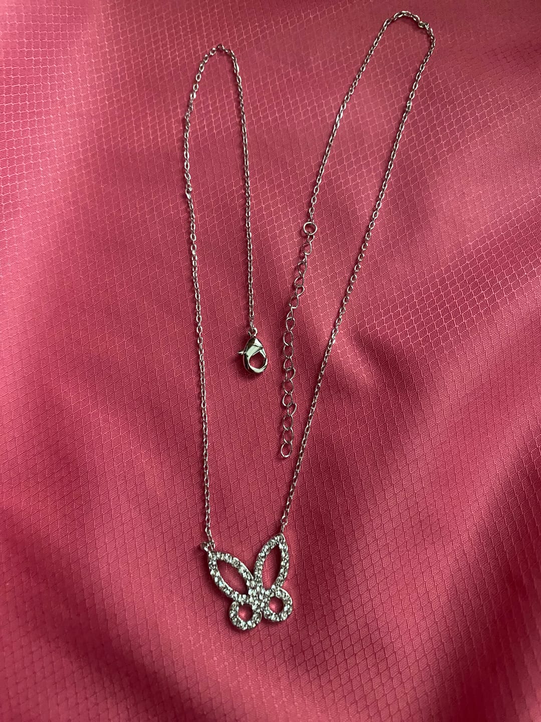 Customer photo review of Maxine 18k White Gold Plated Butterfly Necklace with Swarovski Crystals