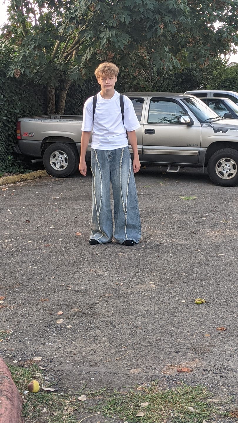 Customer photo review of Aelfric Eden Baggy Fringe Jeans