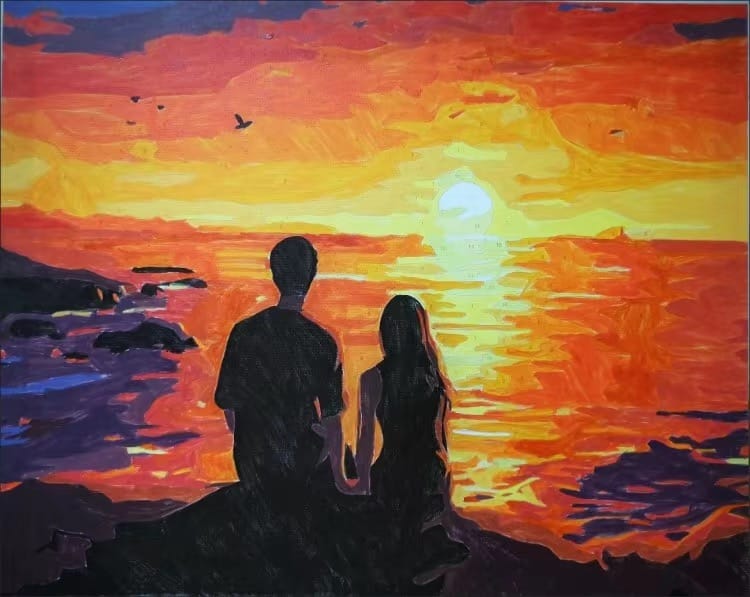 Customer photo review of Custom Couple Portrait – Paint by Numbers