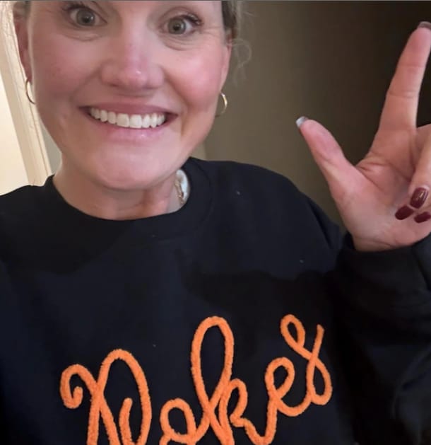 Customer photo review of Custom College Chenille Team Name Embroidered Sweatshirt