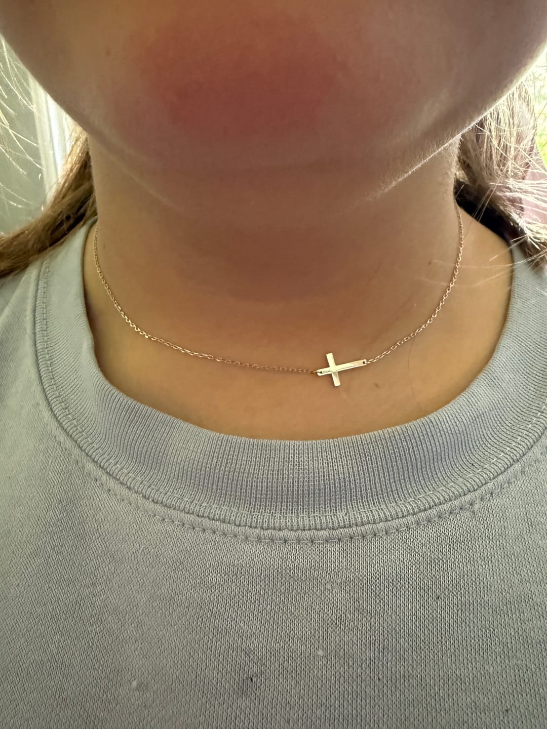 Customer photo review of Nancy 18k White Gold Plated Cross Pendant Necklace