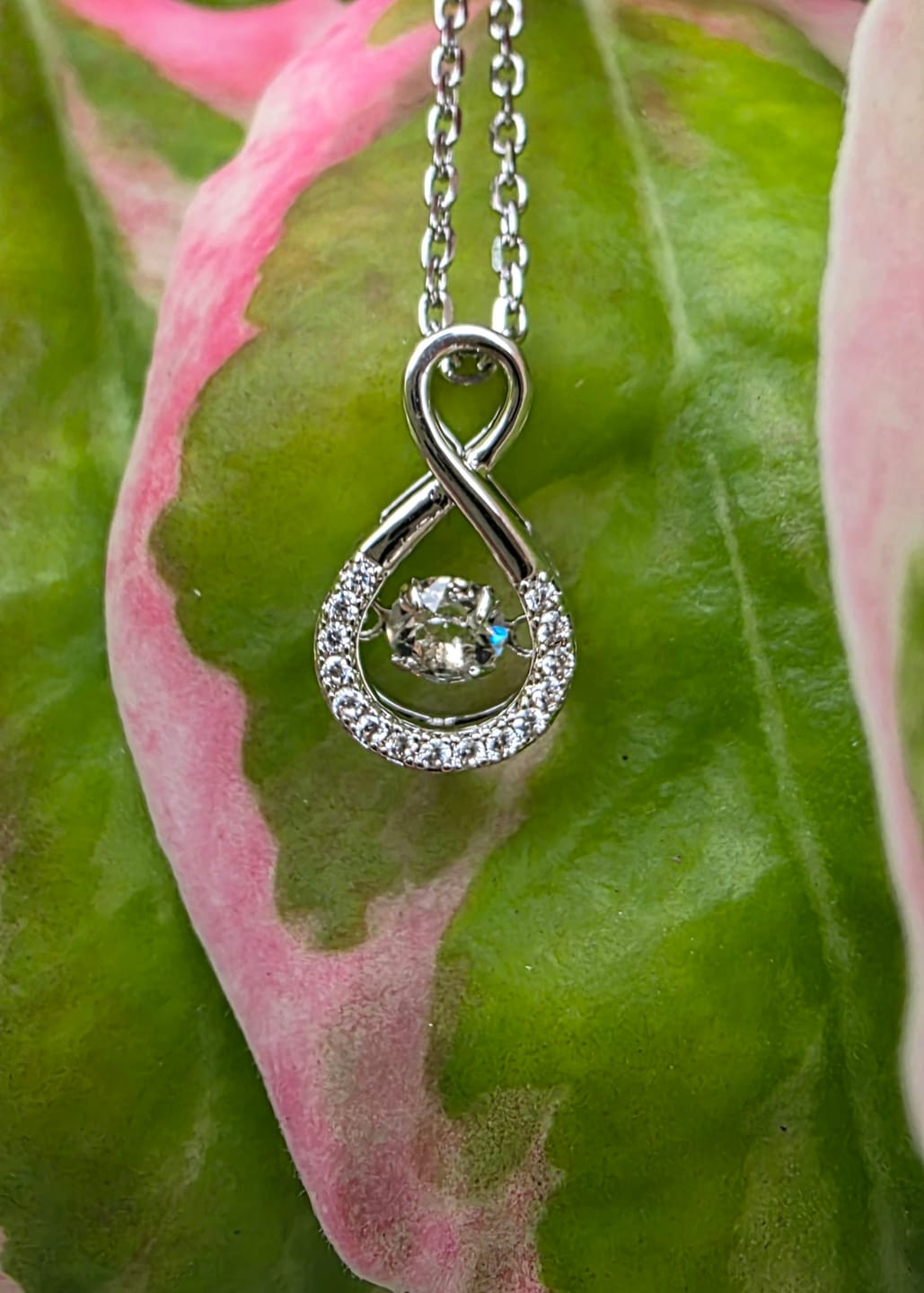 Customer photo review of Martha 18k White Gold Plated Infinity Dancing Pendant Necklace with Swarovski Crystals