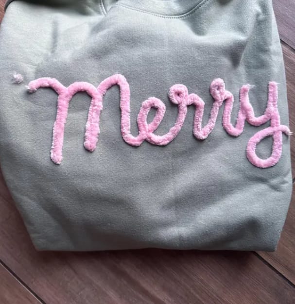 Customer photo review of Custom College Chenille Team Name Embroidered Sweatshirt