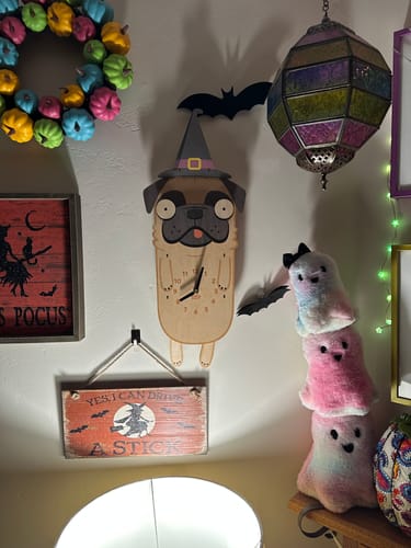 Customer photo review of Penny the Pug Pendulum Clock