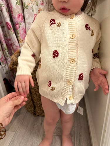 Customer photo review of Mushroom  Knit Cardigan Sweater