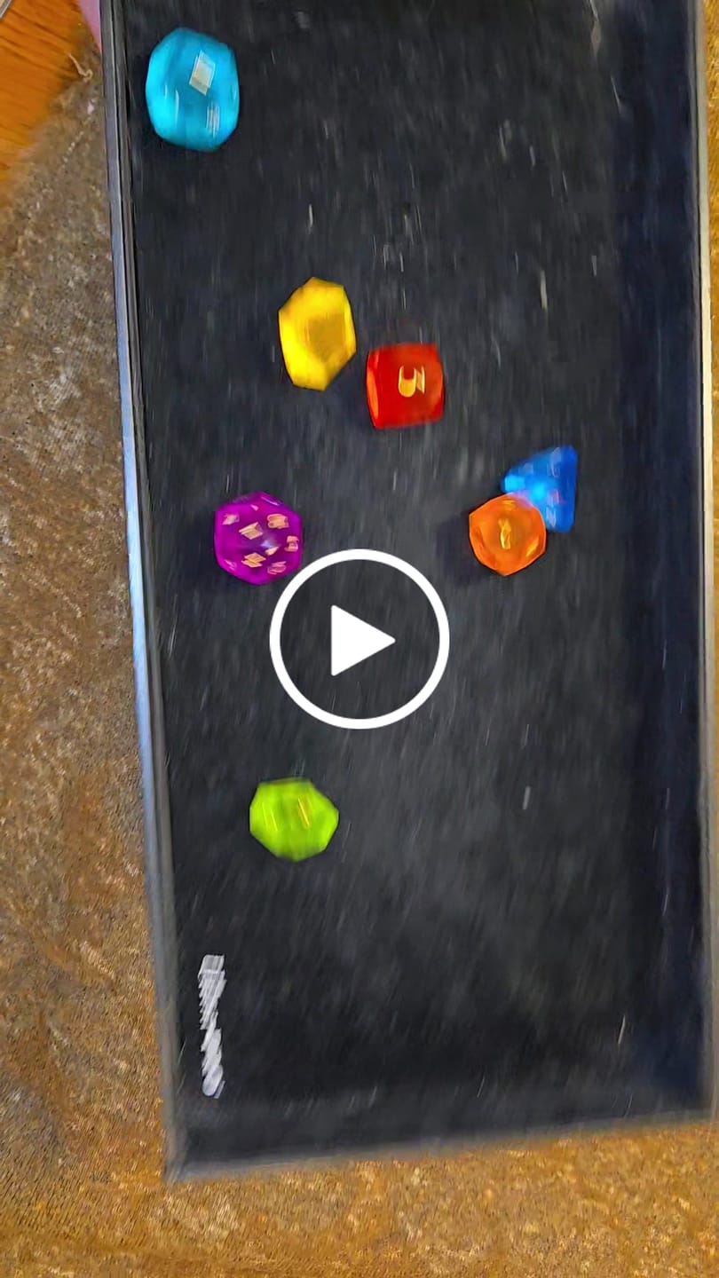 Customer video review of URWizards D&D Resin Rainbow Candy Engraved Dice Set Multi-faceted Style