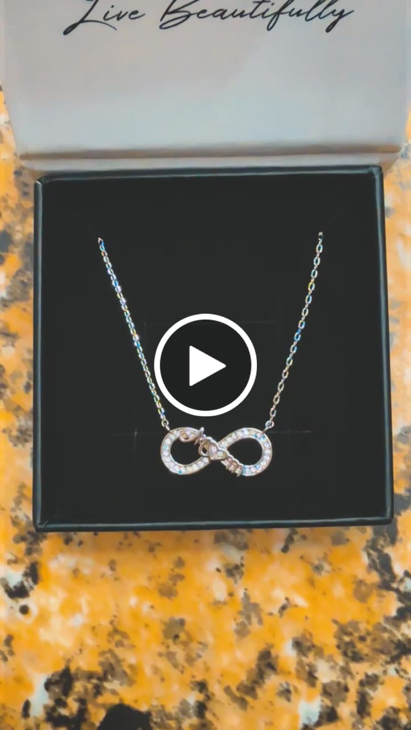 Customer video review of Robin 18k White Gold Plated Mom Infinity Necklace with Swarovski Crystals