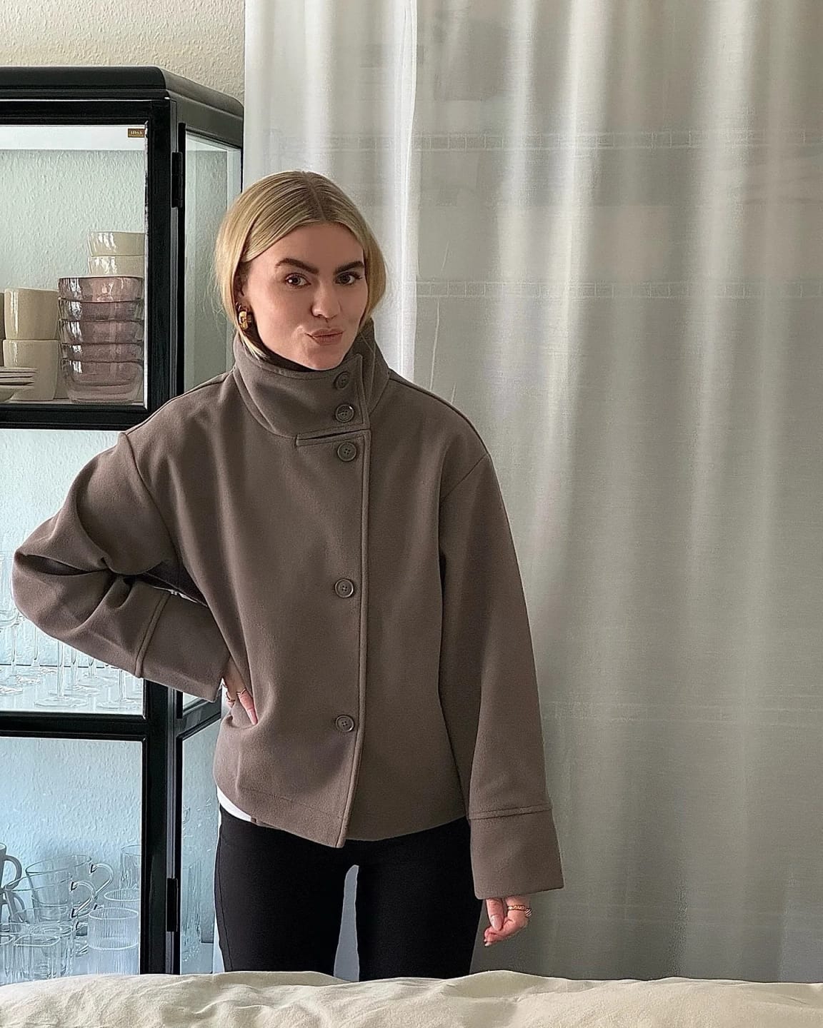 Customer photo review of Rosalia Elegant Lady Women's Jacket with Stand Collar for Autumn Style