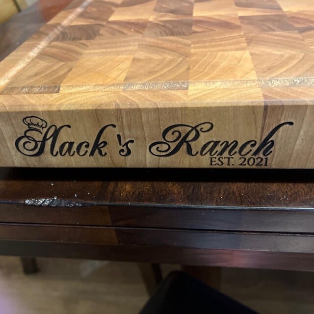 Customer photo review of Personalized Double-sided Walnut  End Grain Cutting Board