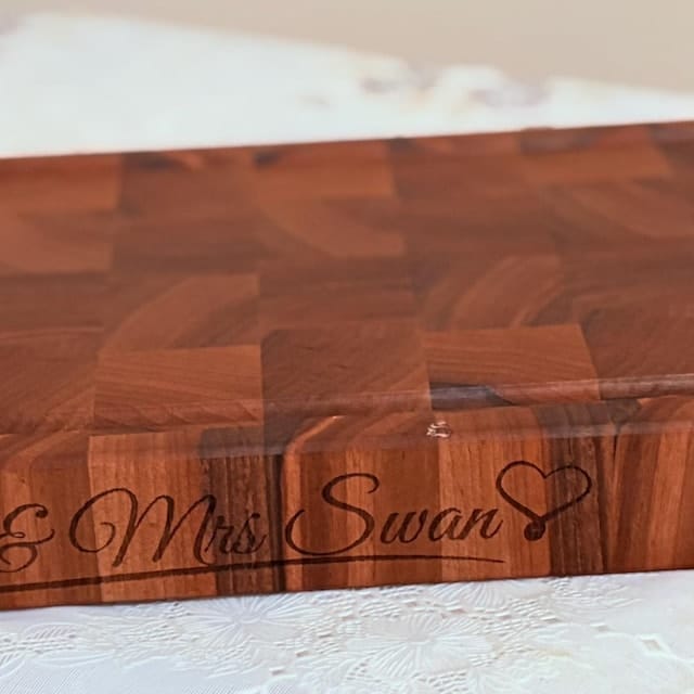Customer photo review of Personalized Double-sided Walnut  End Grain Cutting Board
