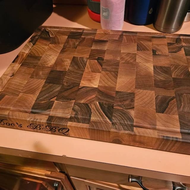 Customer photo review of Personalized Double-sided Walnut  End Grain Cutting Board