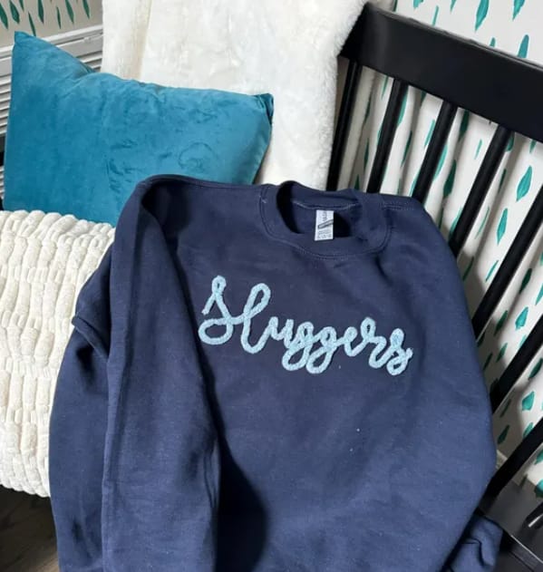 Customer photo review of Custom College Chenille Team Name Embroidered Sweatshirt